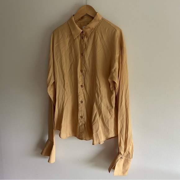 L'Académie Revolve The Bastina Top Button-Down Blouse Shirt Long Sleeve Sz L - Picture 5 of 8